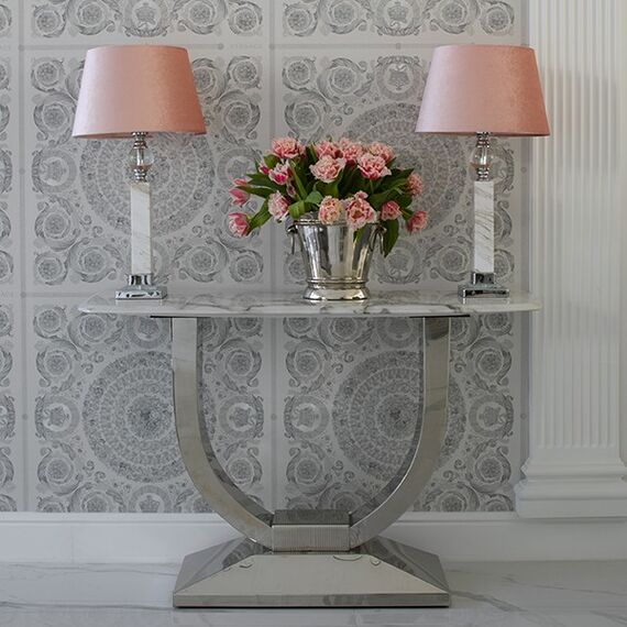 Tapeta VERSACE IV Heritage ornament srebrny na białym tle