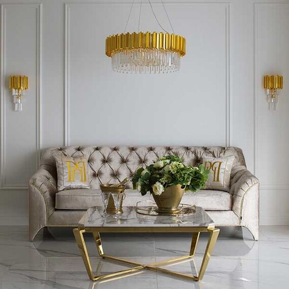 Żyrandol glamour EMPIRE luksusowy kryształowy okrągły lampa wisząca, złoty