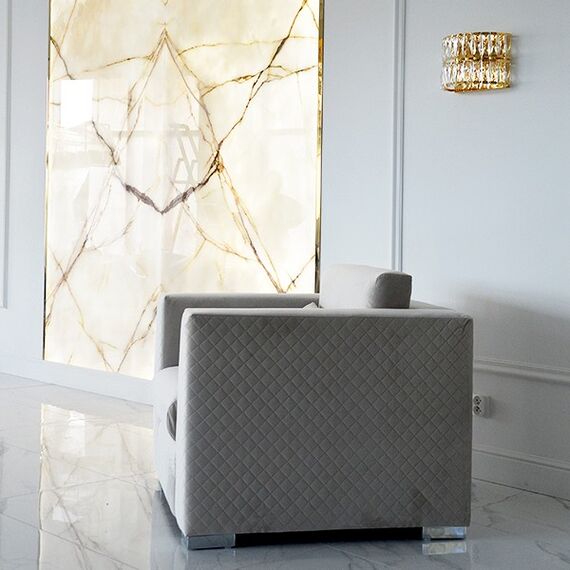 Fotel glamour tapicerowany obicie romby stylowy designerski luksusowy  COMFORT