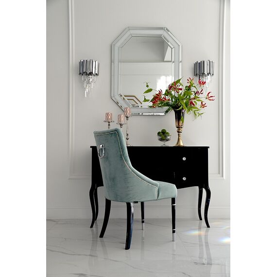 Chest of drawers black and white glossy with bent legs ELENA GLAMOR