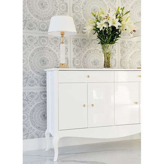 Chest of drawers ELENA GLAMOR , bent legs with drawers, white