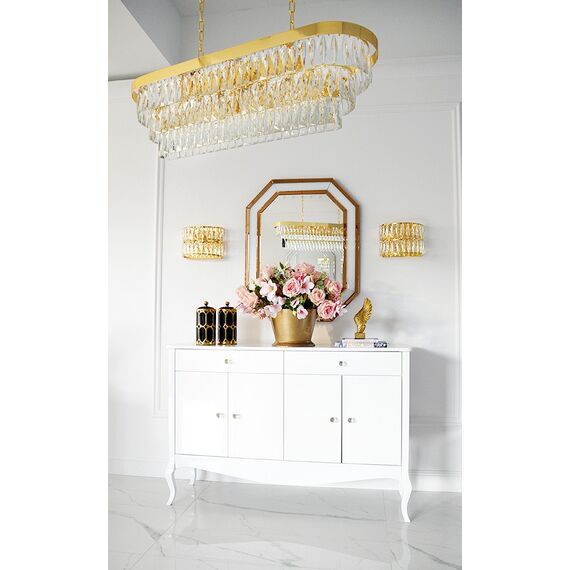 Chest of drawers ELENA GLAMOR , bent legs with drawers, white