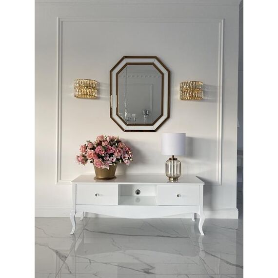 Stylish cabinet, TV table ELENA GLAMOR chest of drawers, bent legs white