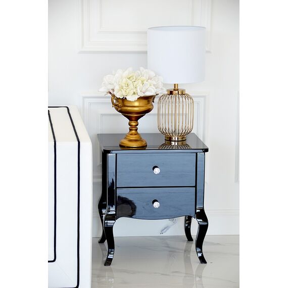 Glamor black high gloss bedside table bent legs ELENA GLAMOUR