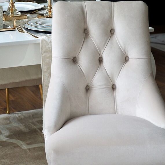 Glamor chair with a knocker on straight legs, golden PRINCE II