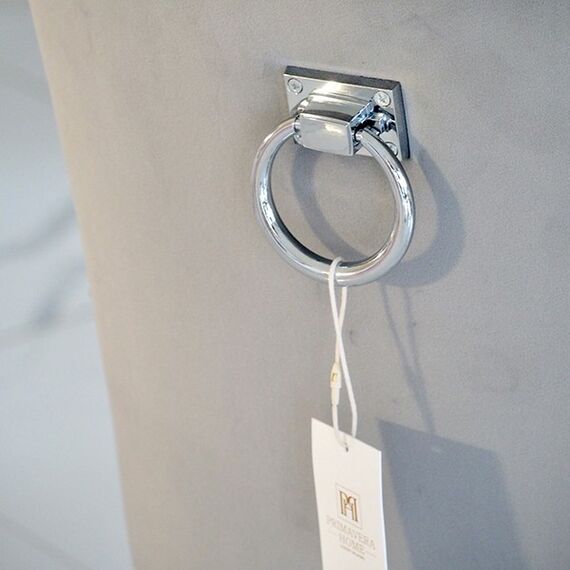 Silver gray upholstered chair on steel straight legs MADAME