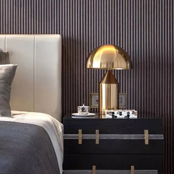 Modern gold metal table lamp in the AURORA GOLD glamor style