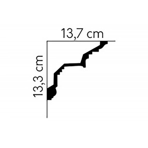 White decorative ceiling molding with a decor of 13.3 cm 200 cm