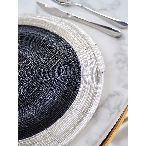 Coaster, black and silver, round 35 cm