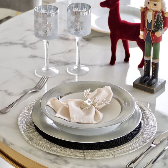 Coaster, black and silver, round 35 cm