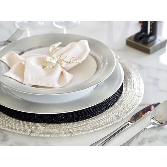 Coaster, black and silver, round 35 cm