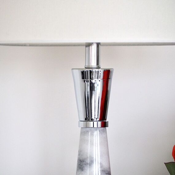 Luxury table lamp with a conical marble base in silver GIULIA