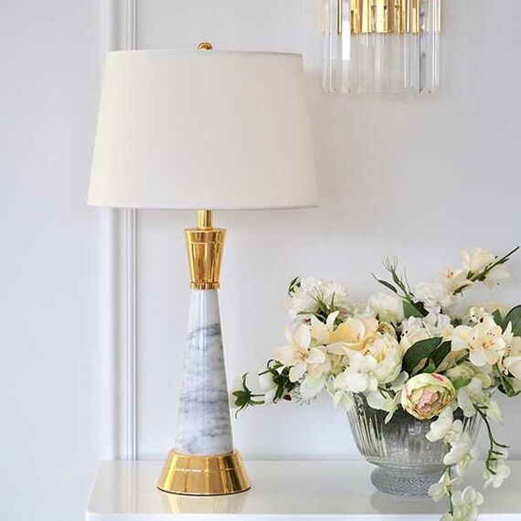 Luxury table lamp with a conical gold marble base GIULIA New York Art Deco