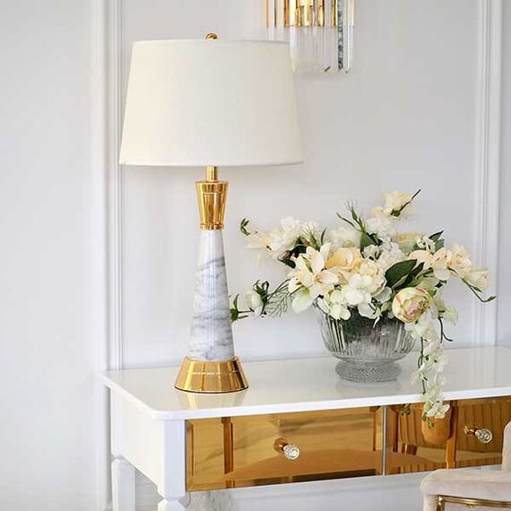 Luxury table lamp with a conical gold marble base GIULIA New York Art Deco