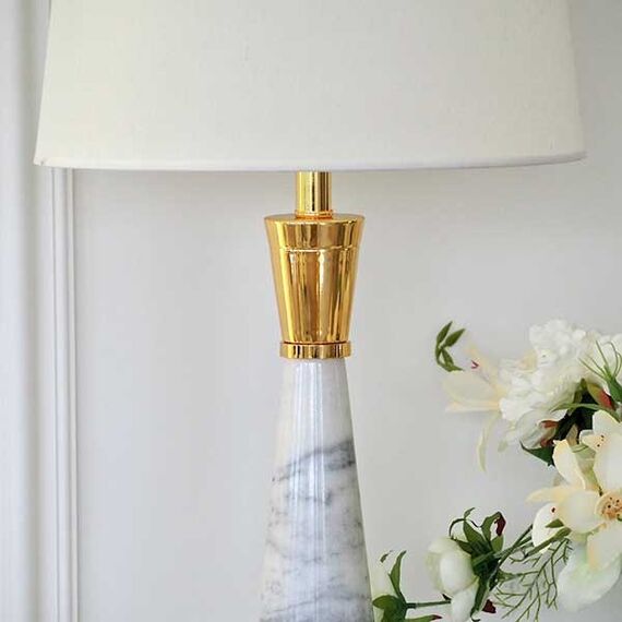 Luxury table lamp with a conical gold marble base GIULIA New York Art Deco