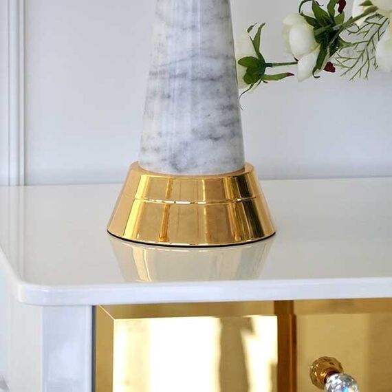 Luxury table lamp with a conical gold marble base GIULIA New York Art Deco
