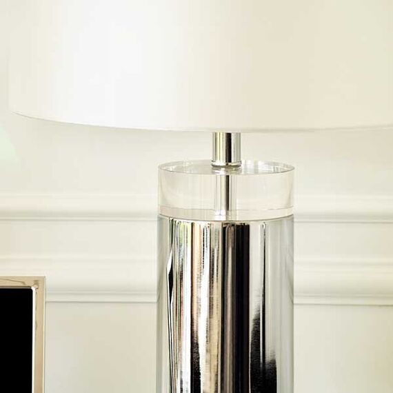 Silver marble table lamp SOFIA on a pillar