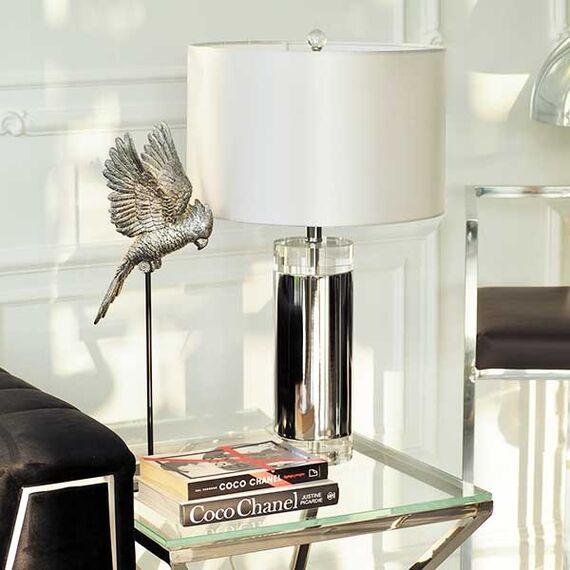 Silver marble table lamp SOFIA on a pillar