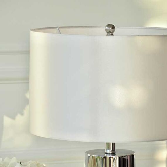 Modern silver and white table lamp in the glamor style SILVIA