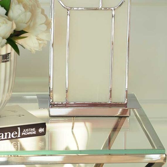 Art deco table lamp rectangular marble base glamor lux VITTORIA SILVER