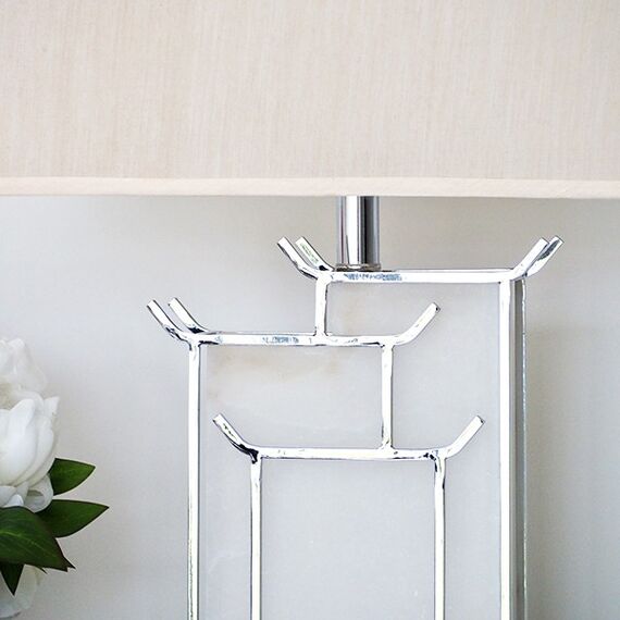 Art deco table lamp rectangular marble base glamor lux VITTORIA SILVER