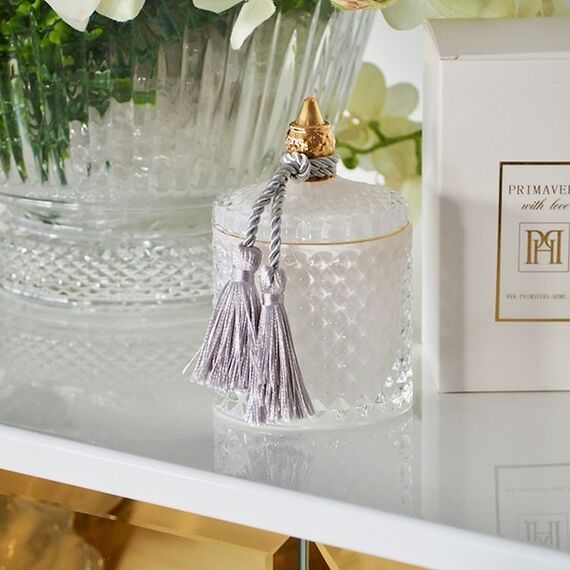 Decorative white crystal glass container