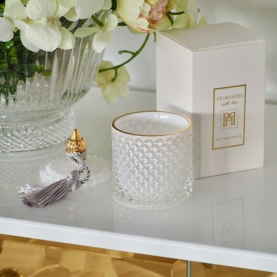 Decorative white crystal glass container