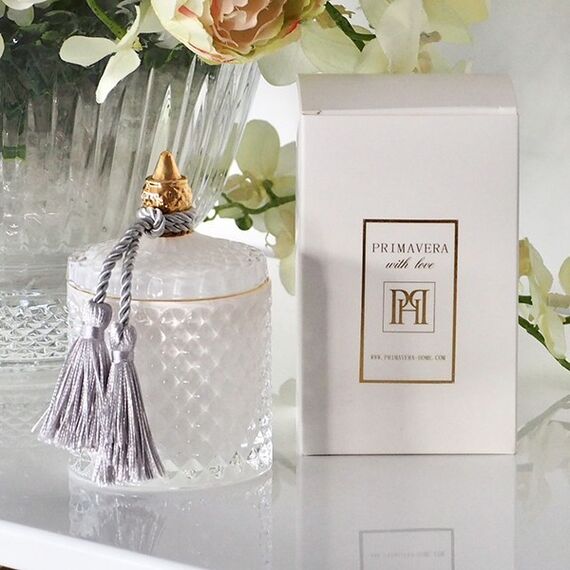 Decorative white crystal glass container