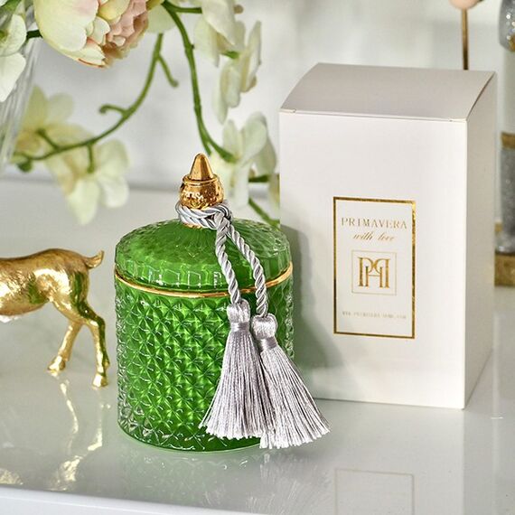 Decorative green crystal glass container