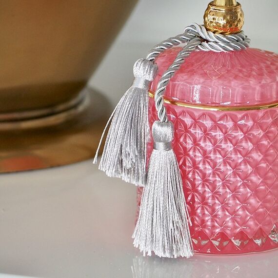 Pojemnik dekoracyjny szklany kryształowy różowy