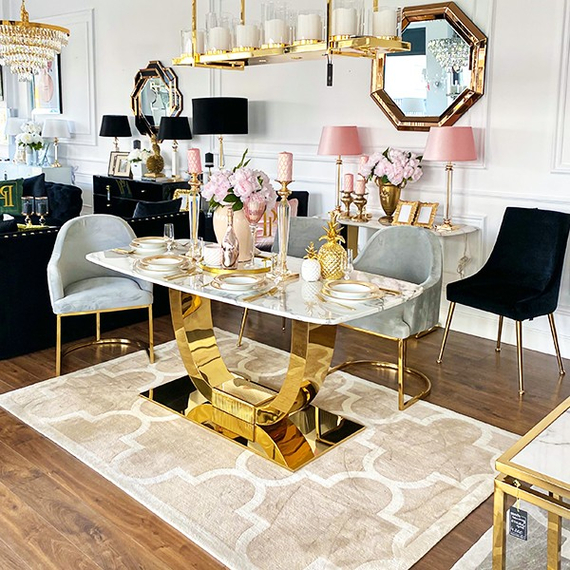 Moroccan carpet MAROC clover, modern glamor, beige color