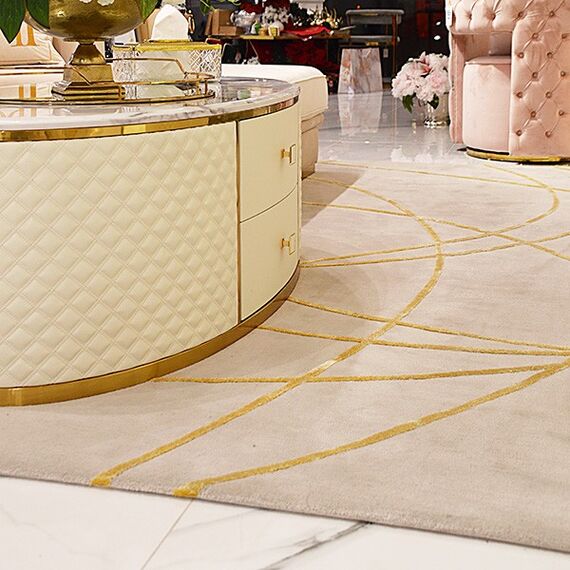 Beżowo złoty dywan glamour STRIPES GOLD