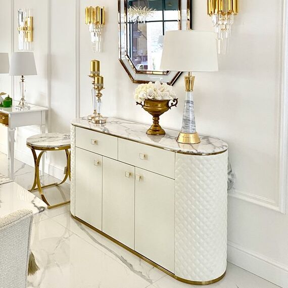 Luxury table lamp with a conical gold marble base GIULIA New York Art Deco