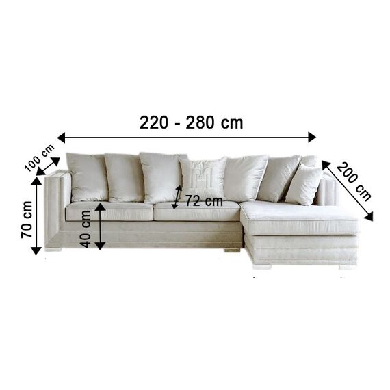 Aksamitny narożnik srebrny z funkcją spania nowoczesna kanapa narożna NERO