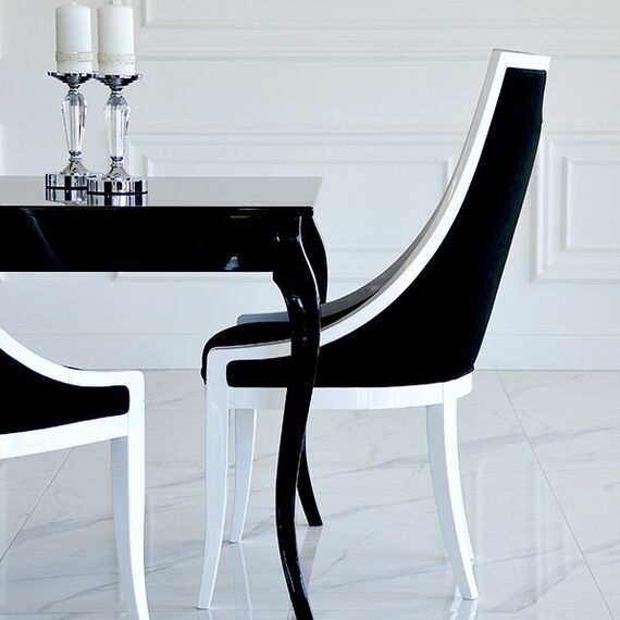 Elegant black high gloss extendable table ELENA GLAMOR bent legs