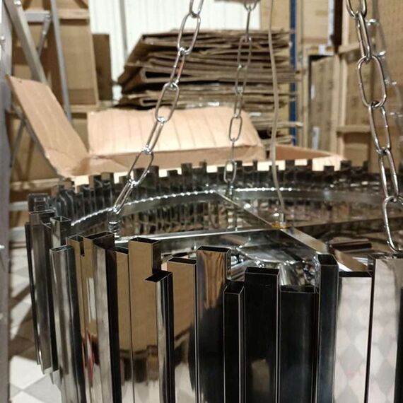 Modern glamor crystal chandelier on chains for the living room, round 60 cm EMPIRE SILVER  OUTLET