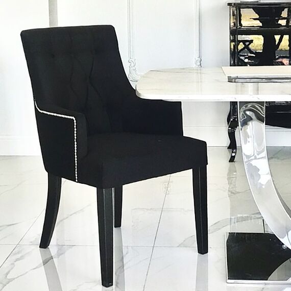 Quilted chair TIFFANTS glamour, golden knocker Black 97x46x54