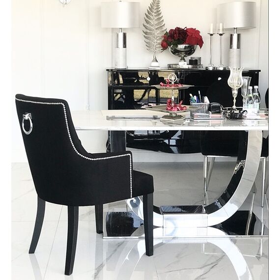 Quilted chair TIFFANTS glamour, golden knocker Black 97x46x54