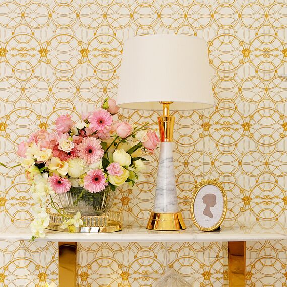 Luxury table lamp with a conical gold marble base GIULIA New York Art Deco