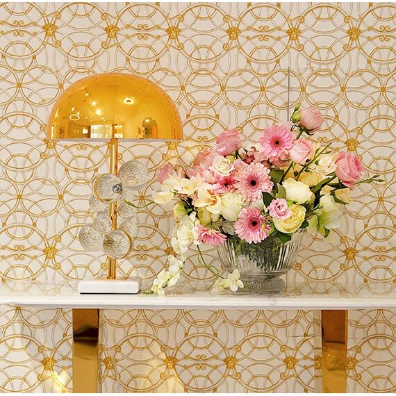 Modern AZURRA exclusive metal table lamp with transparent gold balls