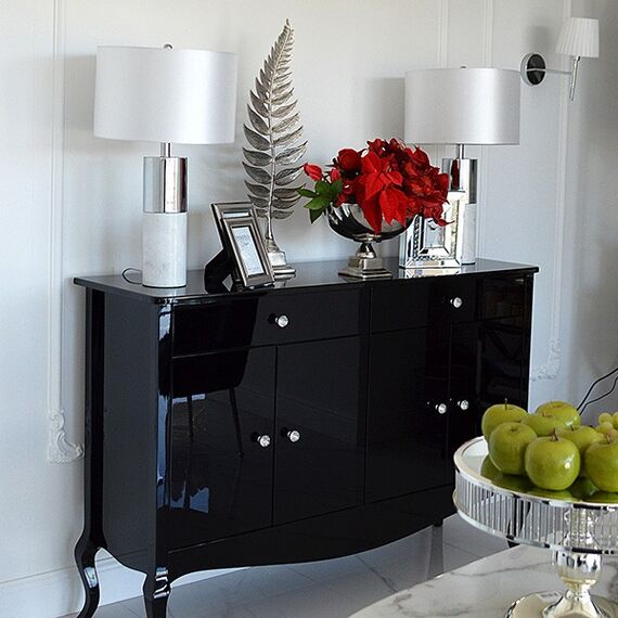 Modern silver and white table lamp in the glamor style SILVIA