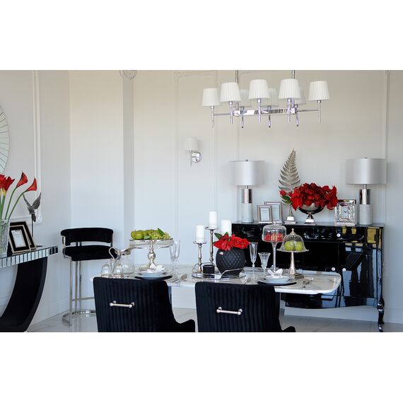 Kinkiet glamour nowojorski klasyczny z białym abażurem lampa ścienna do salonu łazienki sypialni, srebrny ANGELO K