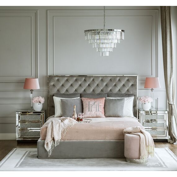 Żyrandol GLAMOUR 80 cm kryształowy okrągły, nowoczesny lampa wisząca, srebrny