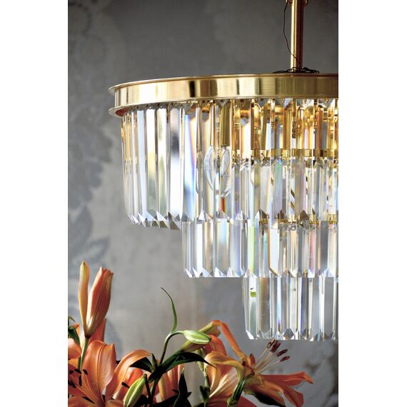 Glamor chandelier GLAMOR 50 cm crystal round, modern, hanging lamp, gold