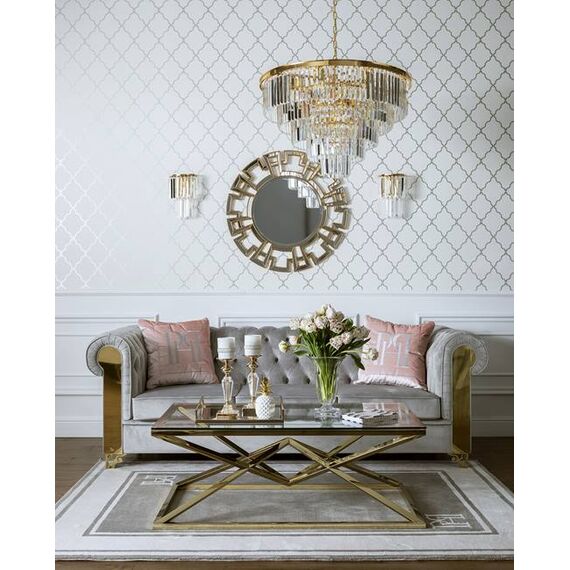 Gold chandelier, pendant lamp, crystal glamor, modern steel, 100 cm GLAMOR GOLD L