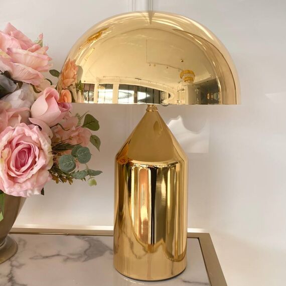 Modern gold metal table lamp in the AURORA GOLD glamor style