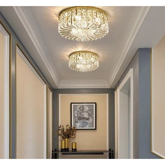 Plafon glamour kryształowy, nowoczesny do sypialni, przedpokoju, łazienki, złoty STELLA 50 cm