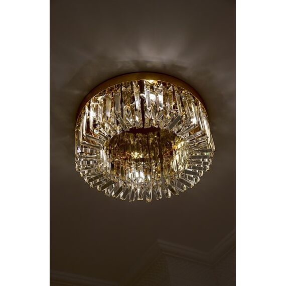 Plafon glamour kryształowy, nowoczesny do sypialni, przedpokoju, łazienki, złoty STELLA 50 cm