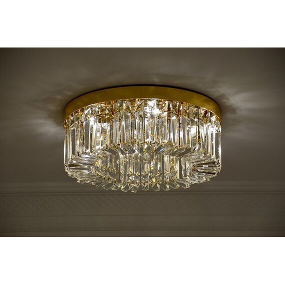 Plafon glamour kryształowy, nowoczesny do sypialni, przedpokoju, łazienki, złoty STELLA 50 cm
