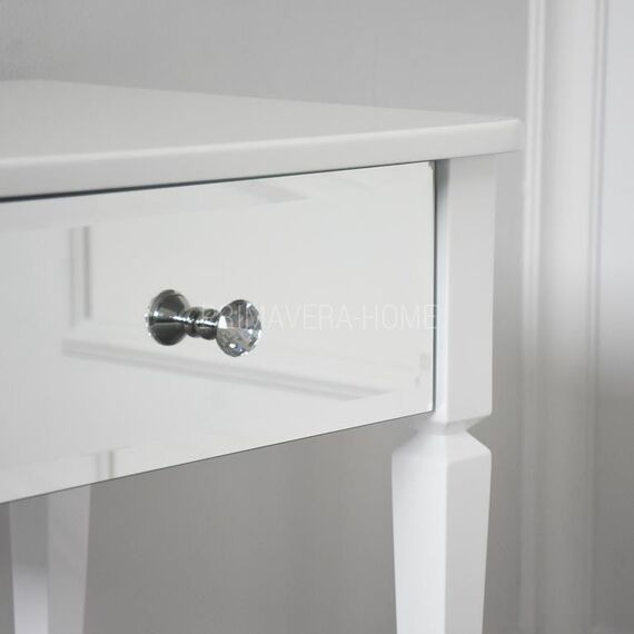Classic bedside tables, white high gloss, mirrored, lacquered, set of 2, glamor ELEGANCE